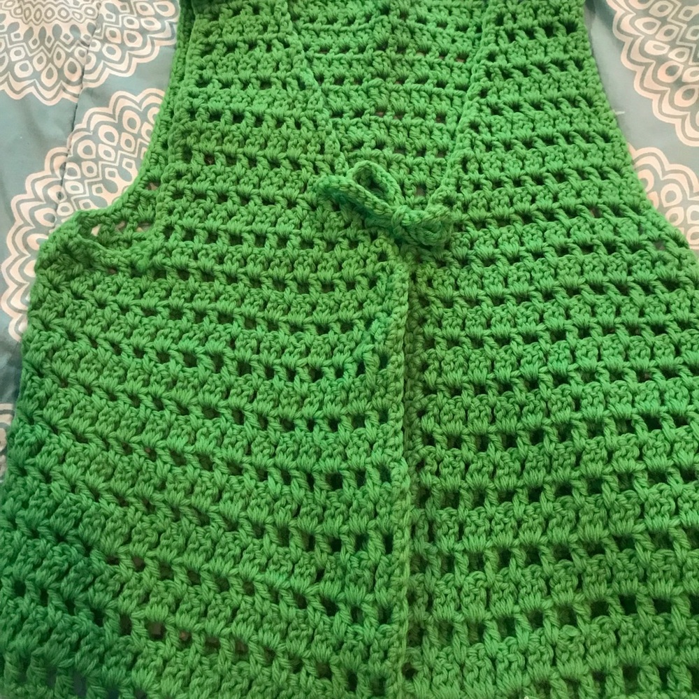 Holiday Ugly Christmas Vintage Hand crocheted vest